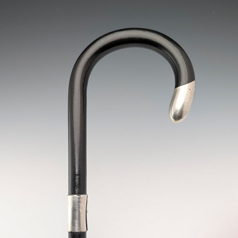 1919年 英国アンティーク 紳士用 曲がりハンドル 純銀装飾 ステッキ 杖 91cm Henry Tracy&Sons